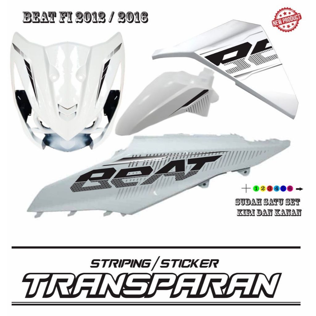 STRIPING STIKER MOTOR / VARIASI TRANSPARAN Beat STIKER Motor Transparan Sudah Satu Set
