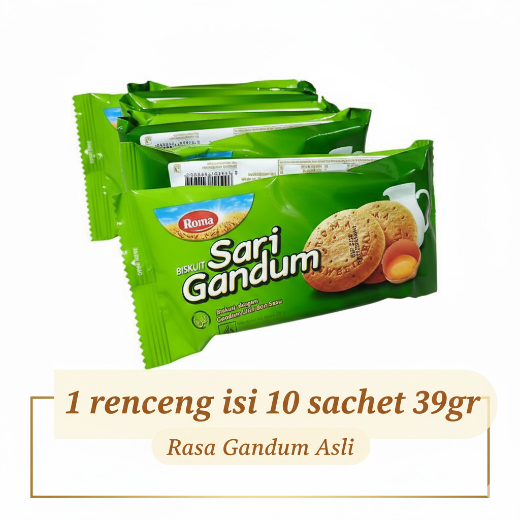 Roma Sari Gandum 39gr isi 10 sachet biskuit gandum sehat original terbaik