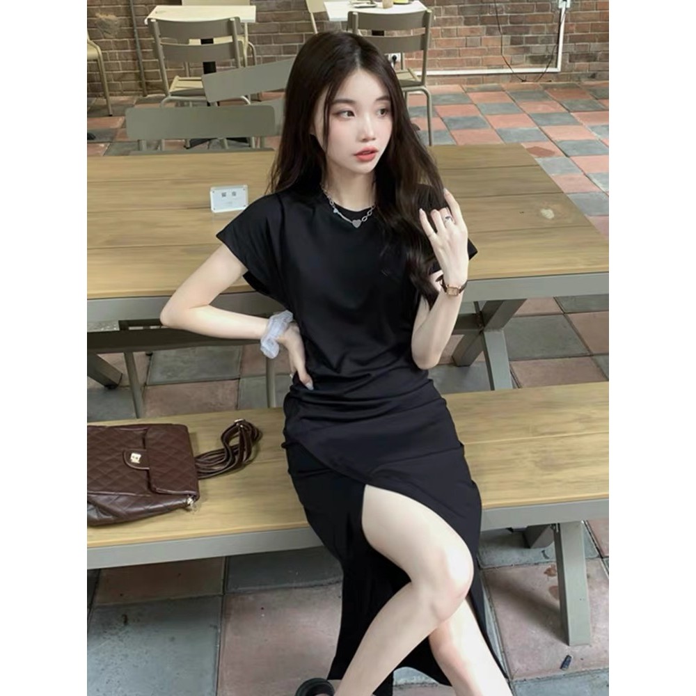 midi dress terbaru hitam press body panjang Wanita party dress Korean Style Aesthetic baju undangan 