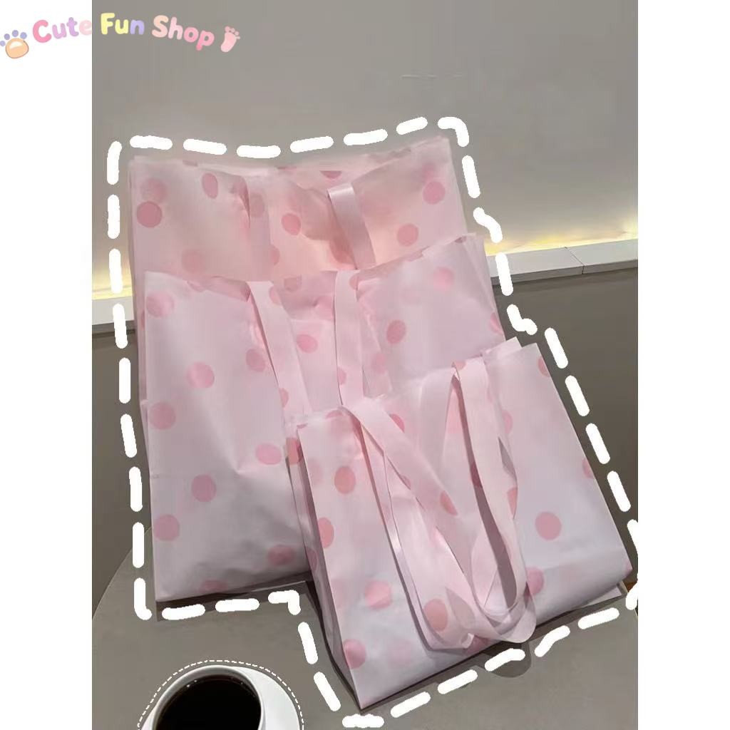CuteFunShop Toko Pakaian Tas Matte Plastik Grosir Tas Kemasan Hadiah Polka Dot Tebal Tas Tote Toko P