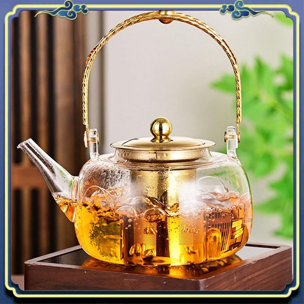 Latest Thickened Glass Teapot Transparent Teapot Filter Teapot Home Heat-Resistant Flower Teapot