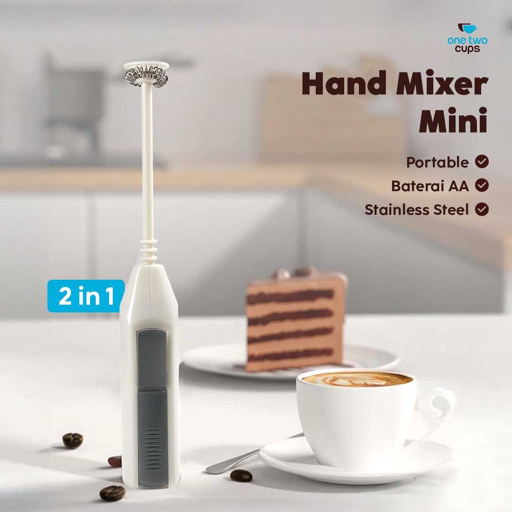 Hand Mixer Mini Pengocok Telur Kopi Milk Frother - Mixer Elektrik Stainless Steel Portable Baterai A