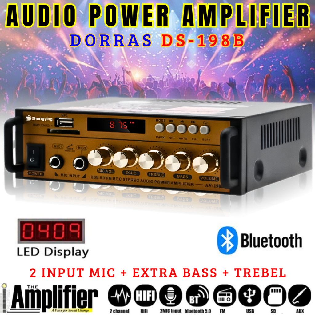 BEST ELLER Dorras Power Amplifier Subwoofer Speaker Portabel Technologi 600watt Led Digital Karaoke 