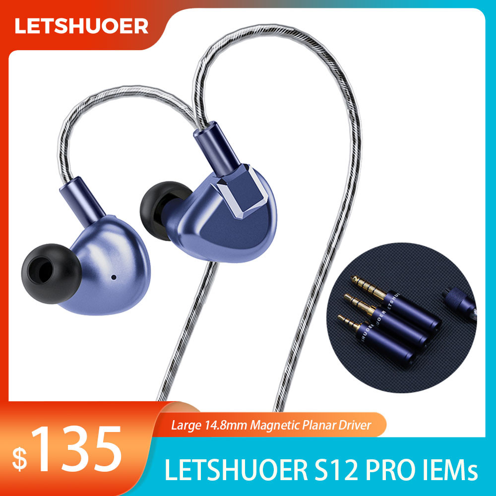 Letshuoer Shuoer S12 Pro Wired Best In Ear IEMs HIFI Earphones Monitors Large 14.8mm Magnetic Planar