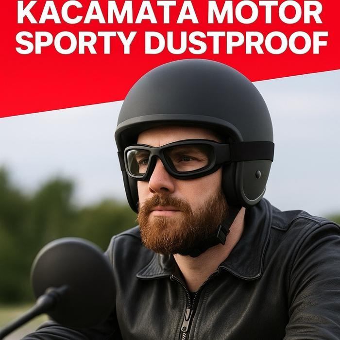 Kacamata Motor Sporty Dustproof UV400 Tahan Angin Anti Debu Touring Pria Wanita Gaya Keren Aman Dipa