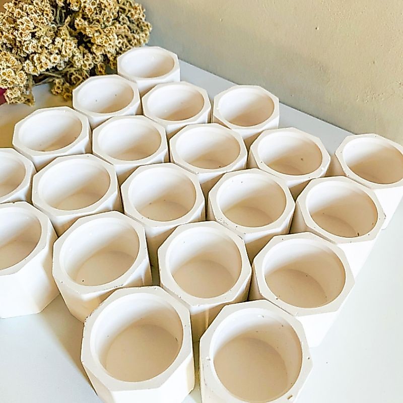 Pot Kaktus Pot Lilin Putih Pot Skulen Pot Semen Putih