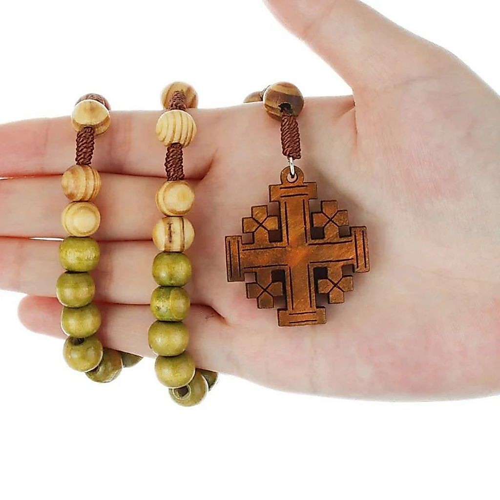Kalung Retro Kasual Desain Salib Rosario Yerusalem / Jerusalem Rosary Cross Untuk Unisex