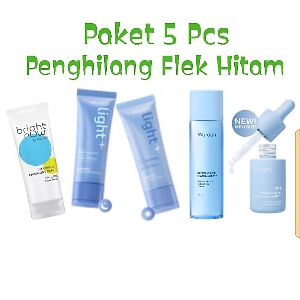 Paket WARDAH 5 Kosmetik Penghilang Flek hitam membandel / COD Paket Skin care Wardah yang Aman / Pak
