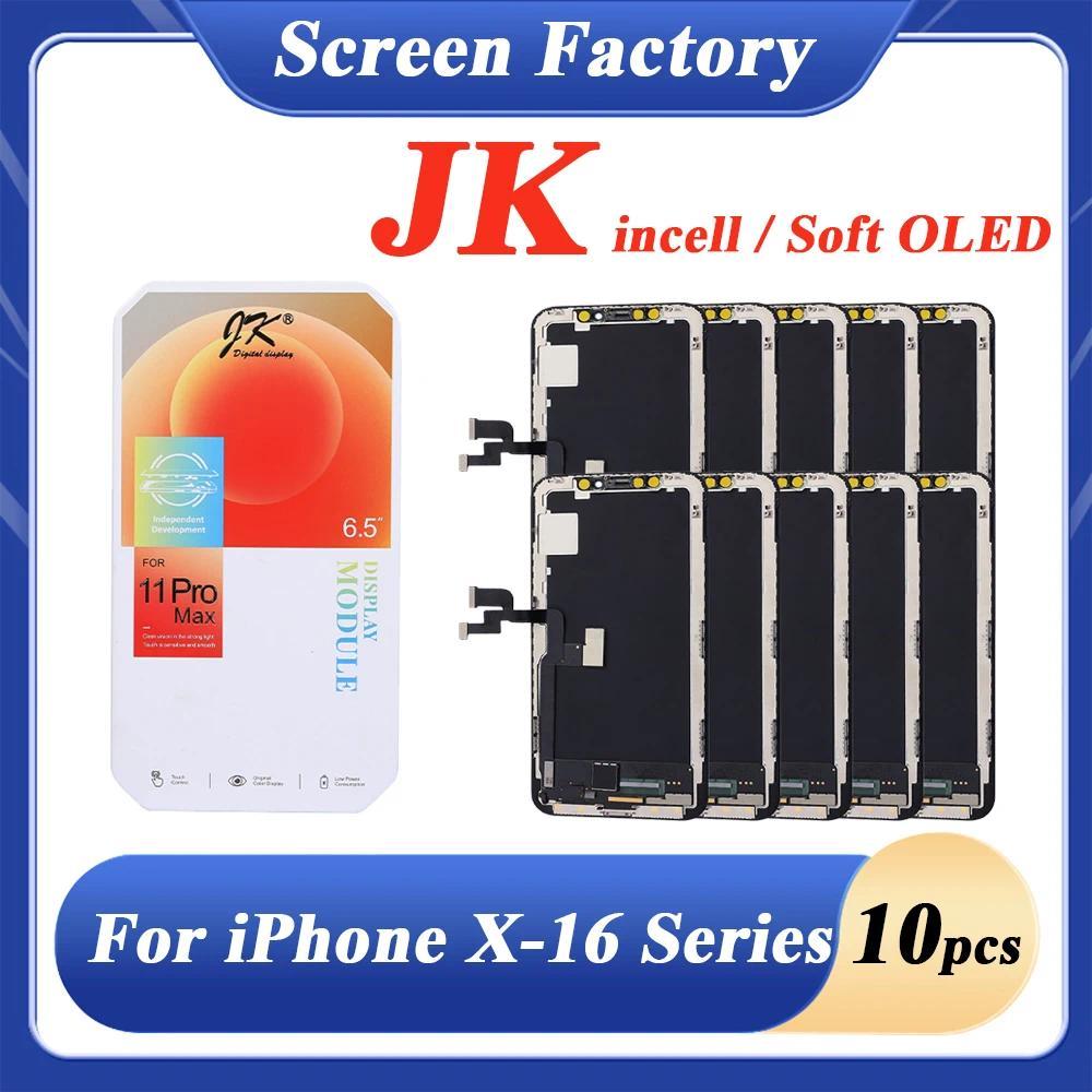 10 Pcs JK Incell Soft OLED IC Display for iPhone X XR 11 12 13 14 Pro 15 Plus 16 17 Digitizer Assemb