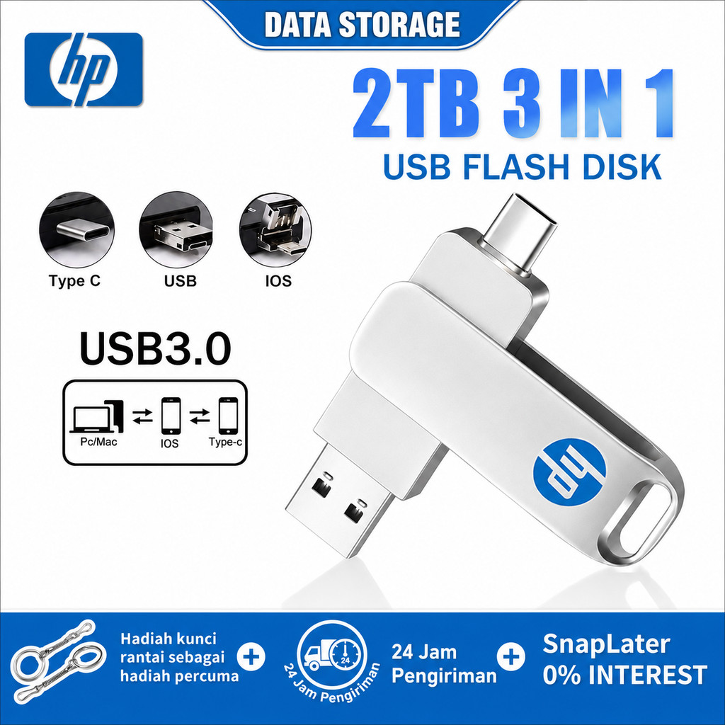 Lightning Type-c Flashdisk OTG 1TB Flash Drive 3 in 1 Rotation Pen Drive for iPhone/Android/PC [ios/