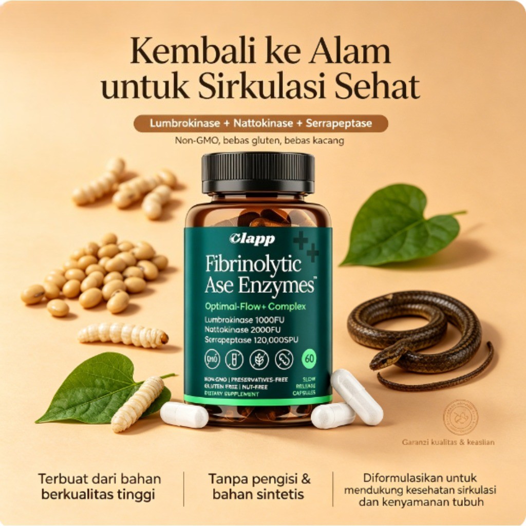 Clapp Plasminase 60 Kapsul Lumbrokinase 1000FU Natto Kinase 2000FU Albaceptidase 120000SPU LY61334