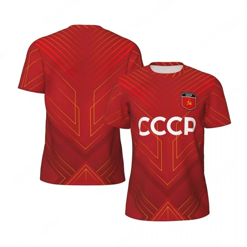 Kaos sepak bola CCCP untuk pria kaos musim panas ukuran besar Kaos lengan pendek untuk berlari dan b
