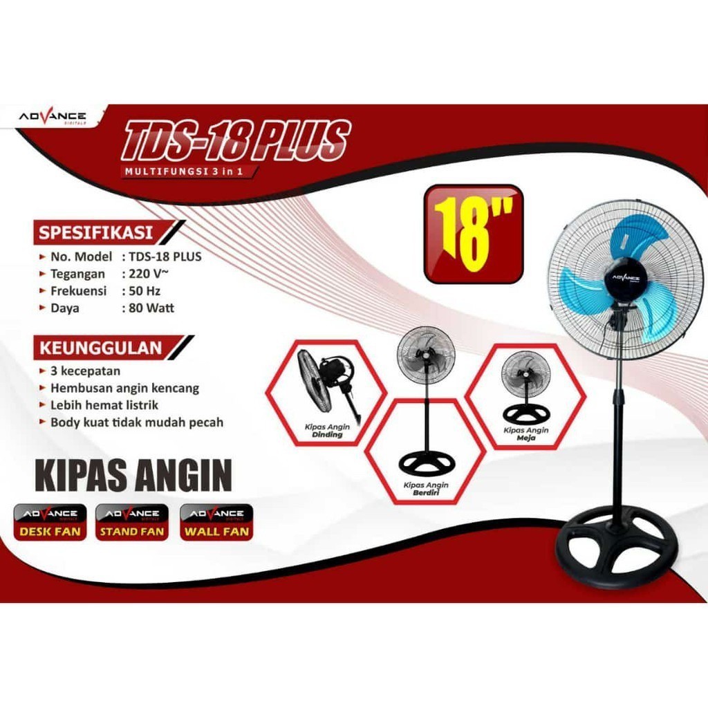 (GARANSI 1 TAHUN ) KIPAS ANGIN TORNADO TDS18 PLUS ADVANCE