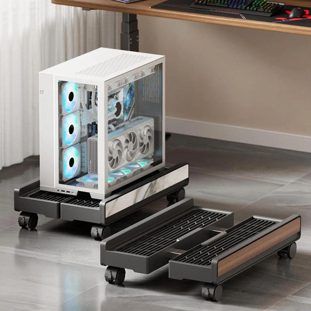Computer Tower Stand with 4 Caster Wheels PC Tower Stand Lifting Rack Portable PC Tower Floor Stand 