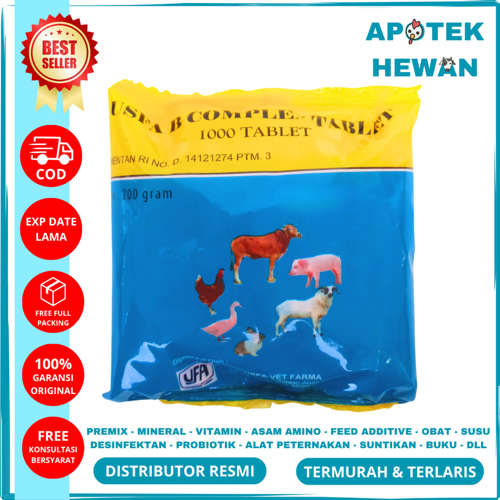 usfa Vitamin B complex usfa vitamin B kompleks hewan 1000 tablet sapi ayam kambing