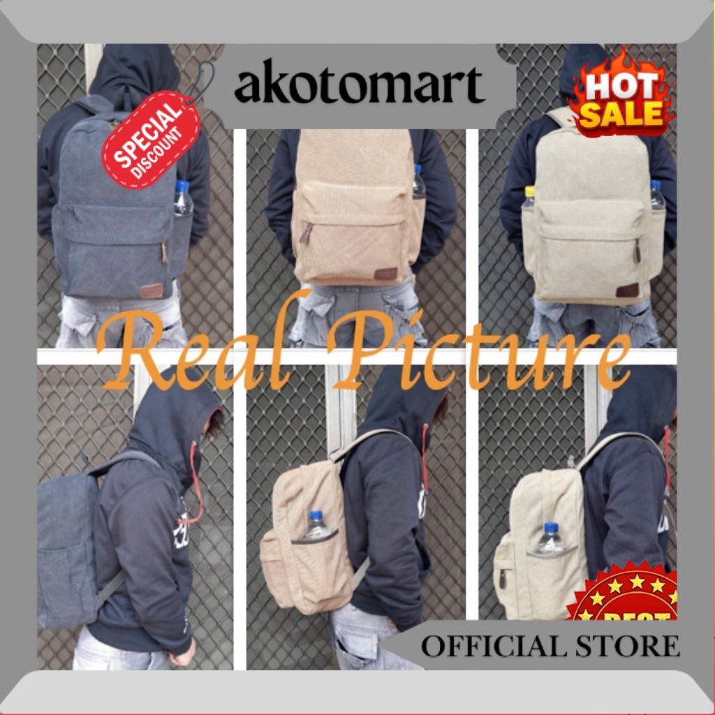 WYK10 Tas Ransel Kanvas Backpack Canvas Polos Tas Laptop  TKM TKMOS