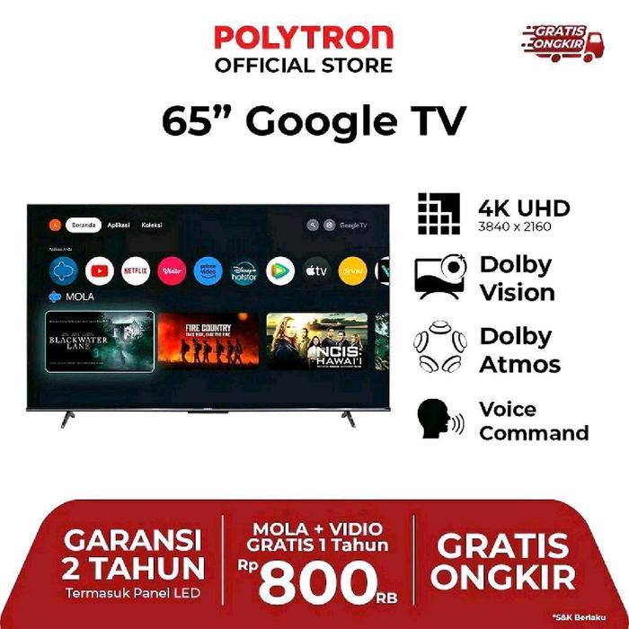 POLYTRON TV LED 65 INCH ANDROID GOOGLE TV 4K UHD 65UG5959