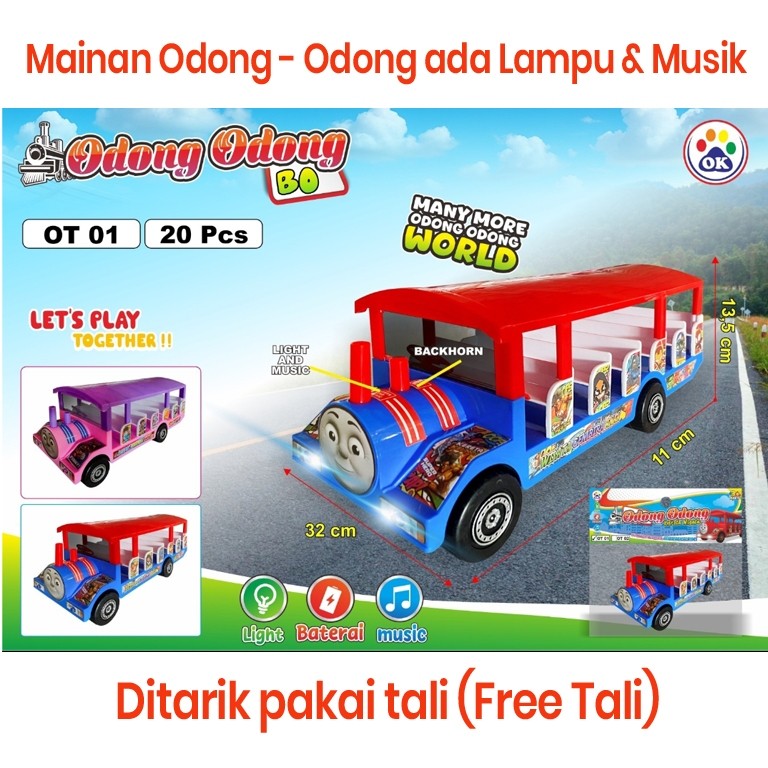 Mainan Odong-odong Kereta Wisata - Miniatur Odong2 ada Lampu dan Musik - Kereta Wisata di Tarik