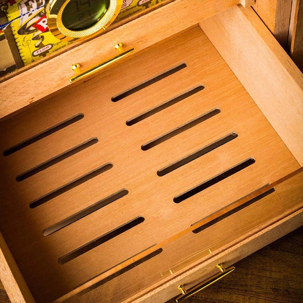 Small Cedar Wood Cigar Cabinet, Perspective Window Display, Moisturizing Box, Cooler Gabinete