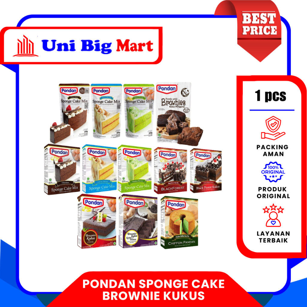 PONDAN SPONGE CAKE MIX COKLAT CHIFFON PANDAN BLACK FOREST KUKUS - 400 gr
