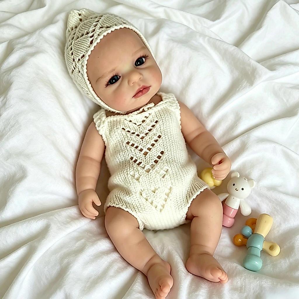 13 In Open Mouth Silicone Doll Loulou Lifelike Silicone Girl Doll Newborn Baby Doll Cute Bebe Doll B