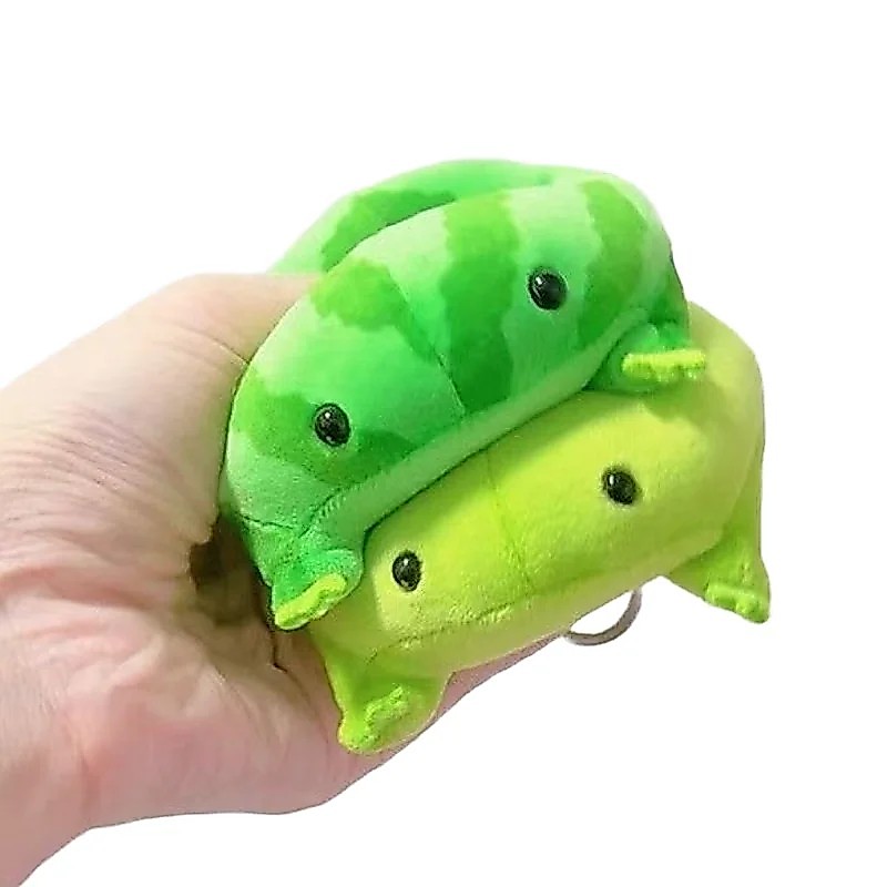 Kawaii Cartoon Anime Green Frog Plush Keychain Decompress Animals Fluffy Frog Figurine Soft Frog
