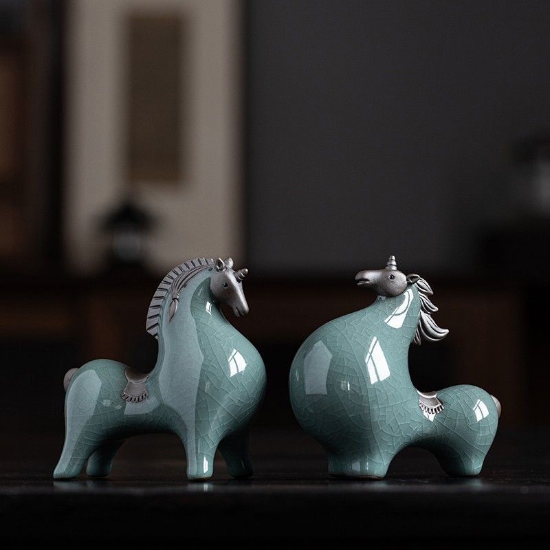 Dekorasi meja teh ornamen Tangma keramik Cina baru dekorasi meja teh