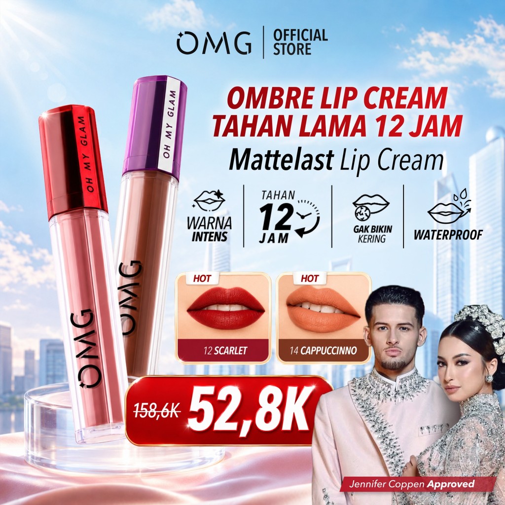 [EXCLUSIVE CREATOR - ALL BEST SELLER OMBRE LIPS] Paket Ombre Mattelast Lip Cream & Glassy Lip Tint -