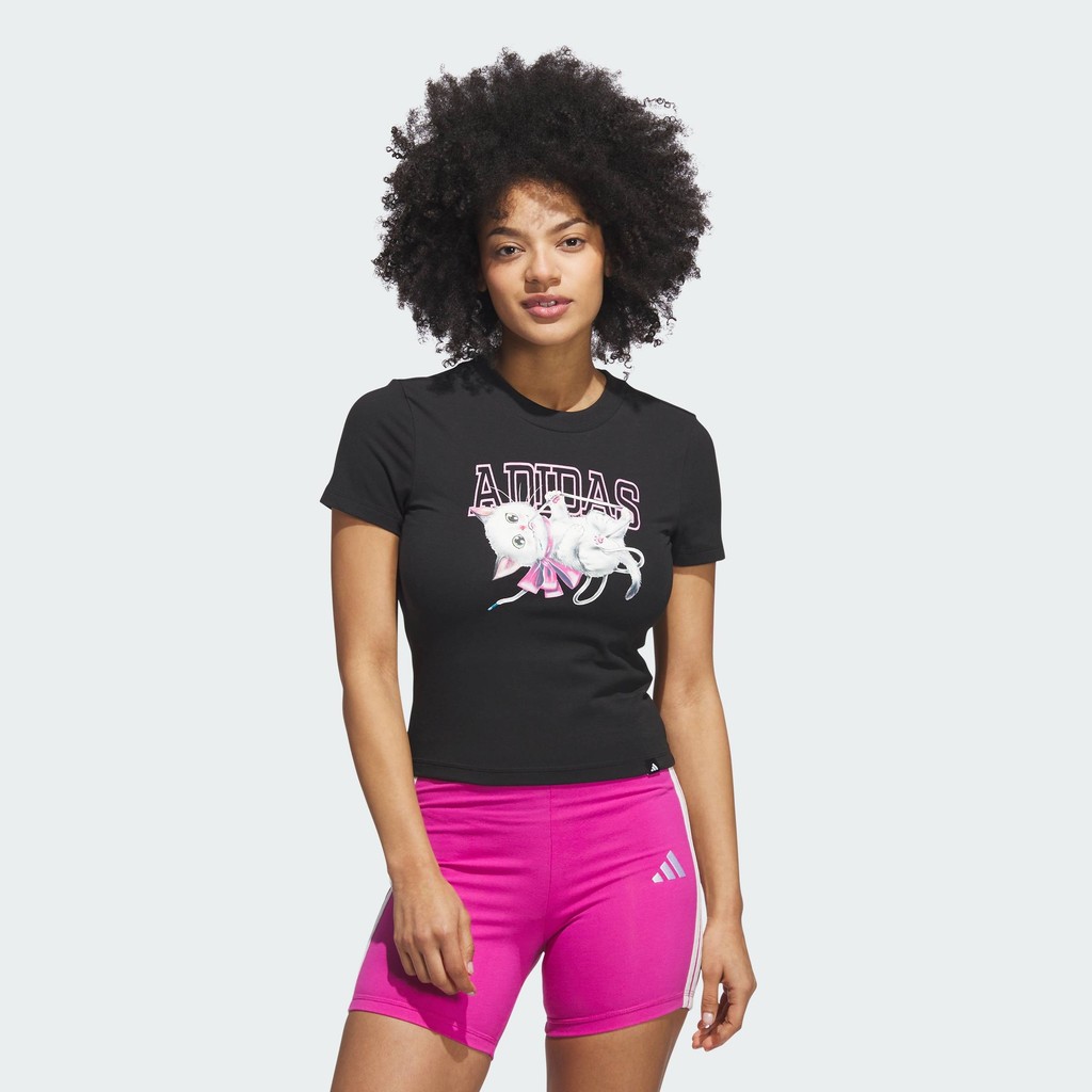 adidas Lifestyle Seasonal Essentials Cat Graphic Baby Tee Women Black JN2548