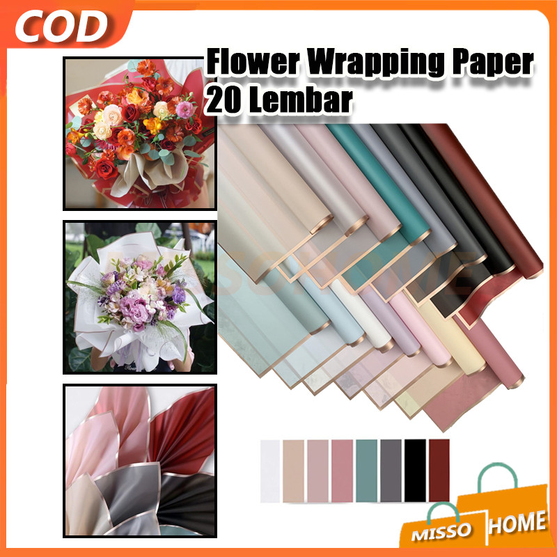 

20 Lembar Kertas Bucket Bunga List Gold/Flower Wrapping Pack List Gold/Varian List Gold Emas Kertas