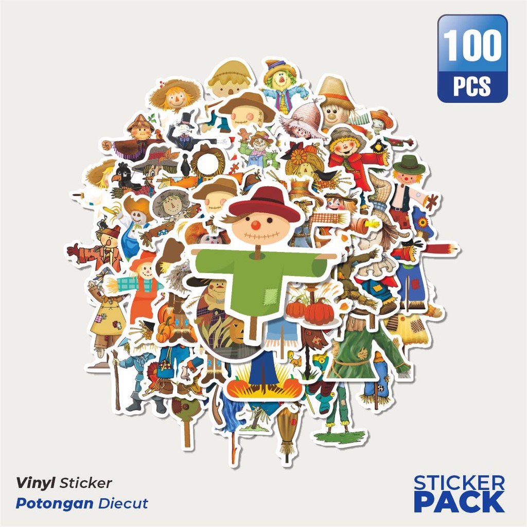 

Stiker Vinyl Kartun Funny Scarecrow Pack Waterproof Aesthetic- Untuk Laptop, Motor, dan Helm - Paper Stationery Pack