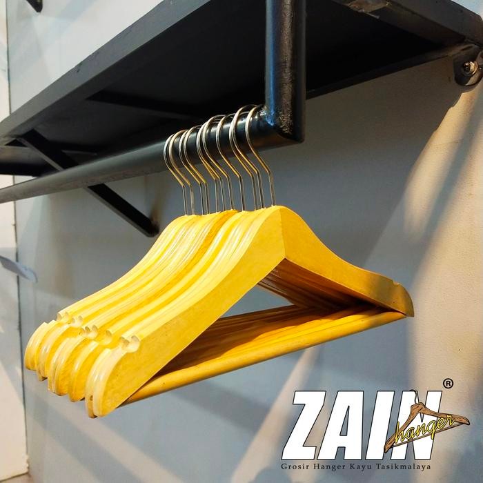

( 12 PCS / 1 LUSIN ) HANGER KAYU BAJU DEWASA PALANG KAYU WARNA NATURAL - NATURAL