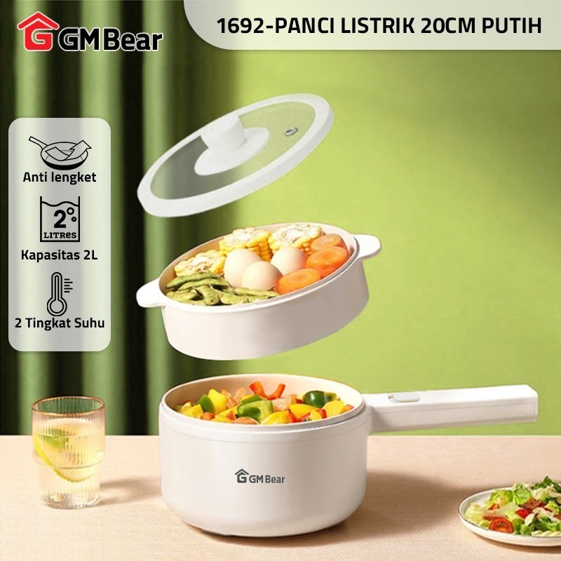 GM Bear Panci Listrik Multifungsi 3 in 1 1692 - Panci Listrik Serbaguna Alat Masak Listrik Panci Ele