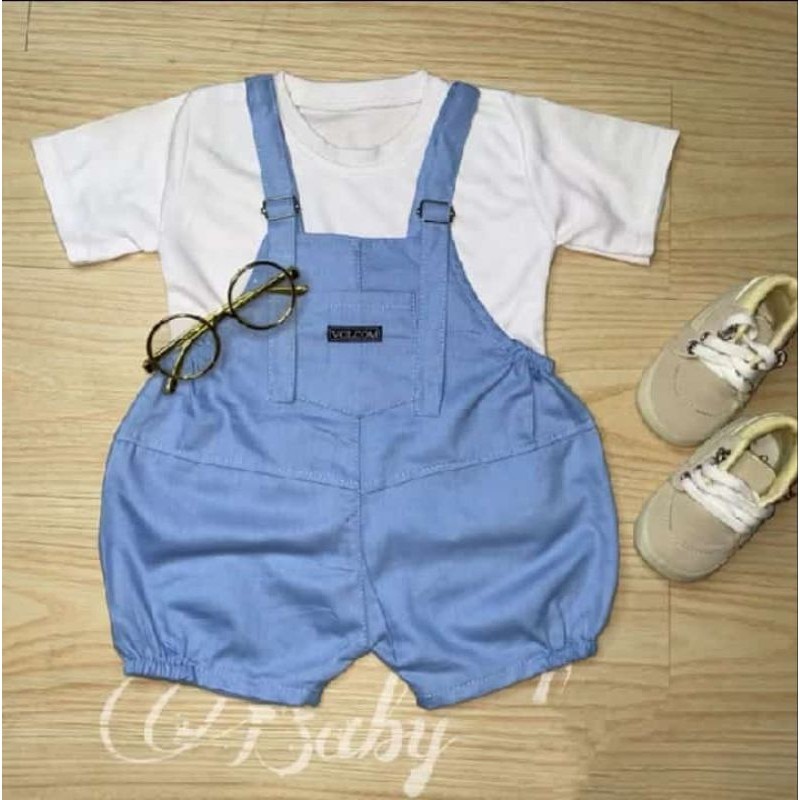 SETELAN KODOK BAYI LAKI & PEREMPUAN PREMIUM  OVERALL BAYI FREE BAJU KAOS  BAJU KODOK BAYI PREMIUM