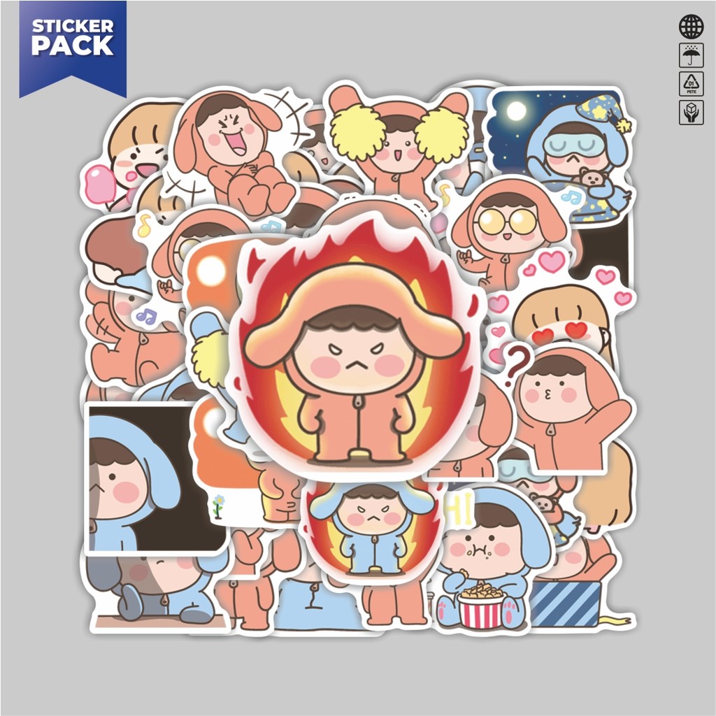 

[100PCS]Stiker Pack Stiker Puppies Couple Aesthetic Vinyl Anti Air Dekorasi Sticker Laptop Buku Journal Koper Helm Casing HP Gitar Helm Skateboard