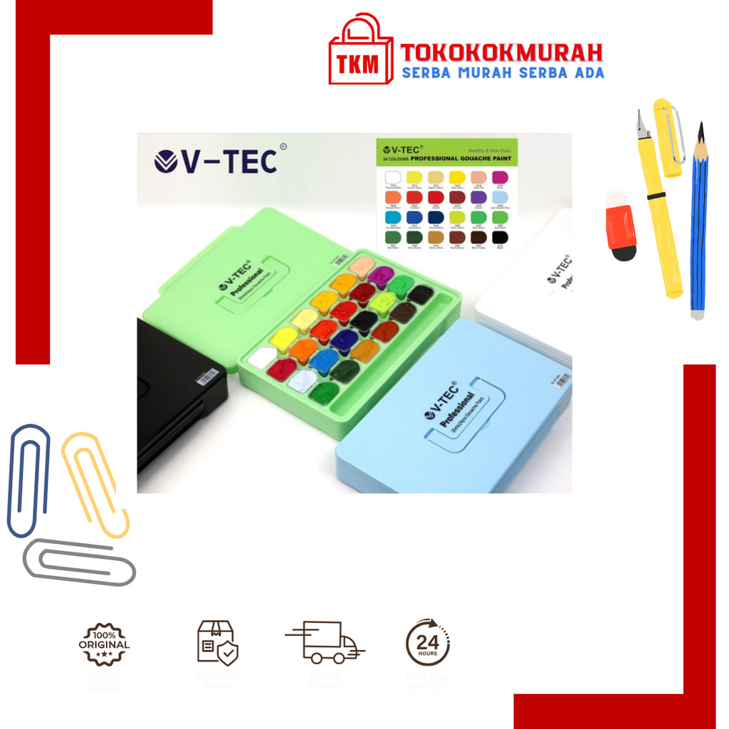 

CAT CUP V-TEC GOUACHE PAINT GP 1830 30ML ISI 18 WARNA // GP 2430 24 WARNA PCS