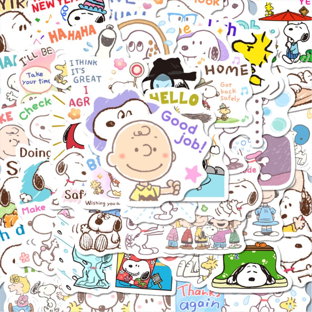 

100PCS Lucu Stiker Kartun Snoopy V1 Stiker Aesthetic Stiker Anti Air Stikers Berperekat Waterproof sticker decal buat Motor Helm Buku Journal Koper Casing HP Laptop Botol Minum Hadiah anak