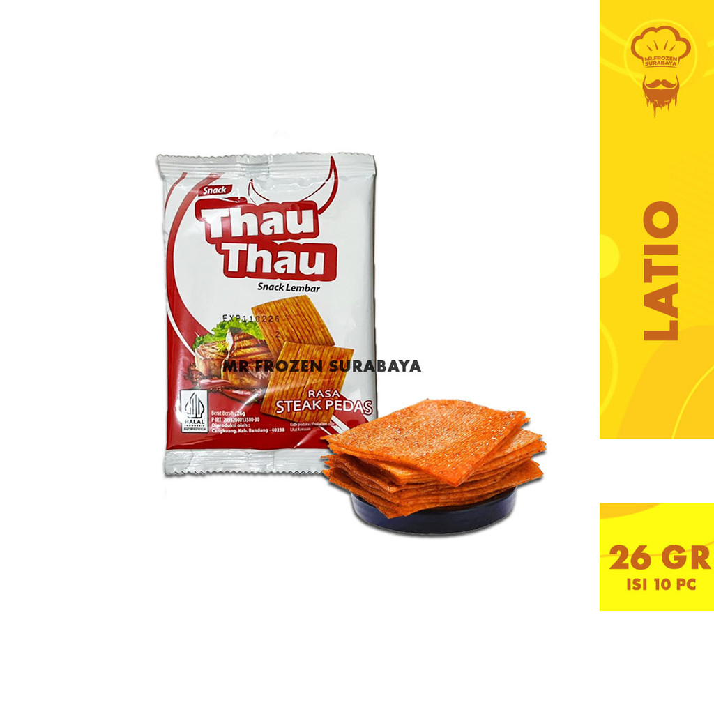 

Snack Thau Thau Lembaran Pedas Manis Latio Lokal Halal 26g x 10 pc