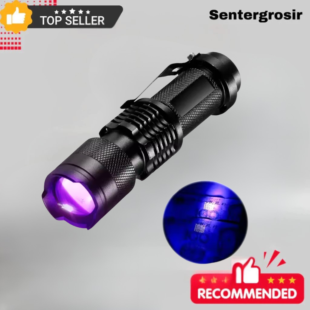 Senter UV LED Flashlight Senter LED Ultraviolet 395 Terbaik Premium Senter Grosir