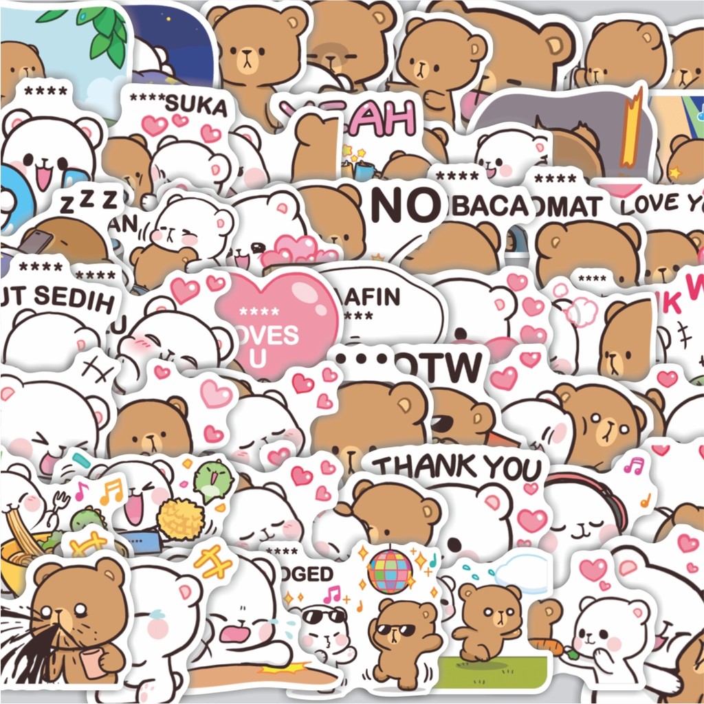 

Stiker Cutting Pack Stiker Bear Milk & Mocha Isi 100Pcs Series Aesthetic Lucu Keren Untuk Koper Bahan Vynil