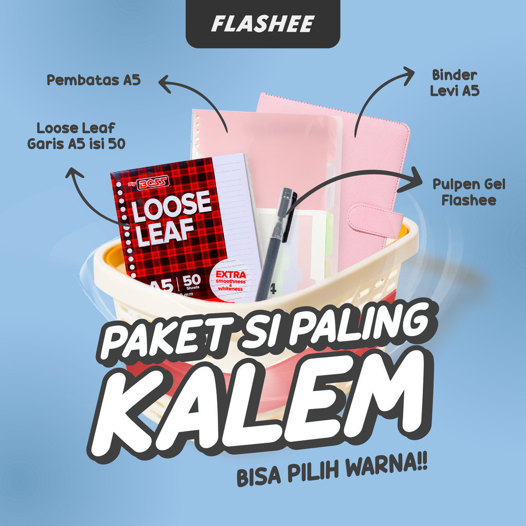 

Flashee Paket 4in1 Binder Levi A5 Plus Isi Buku Tulis Paket Binder Kampus Kuliah Sekolah