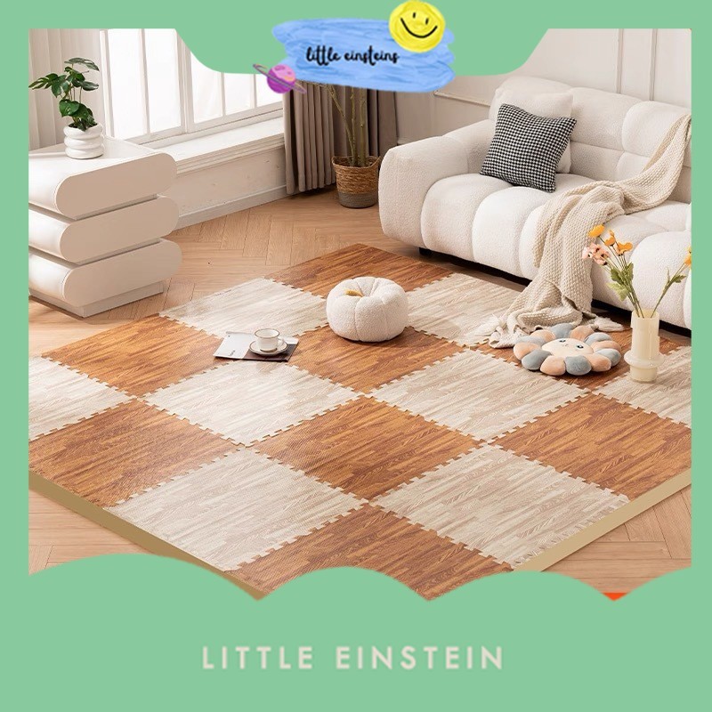 Little Einstein Mainan Anak WOODEN PUZZLE EVA MAT Karpet Puzzle Lantai Motif Kayu Alas Lantai Foam E