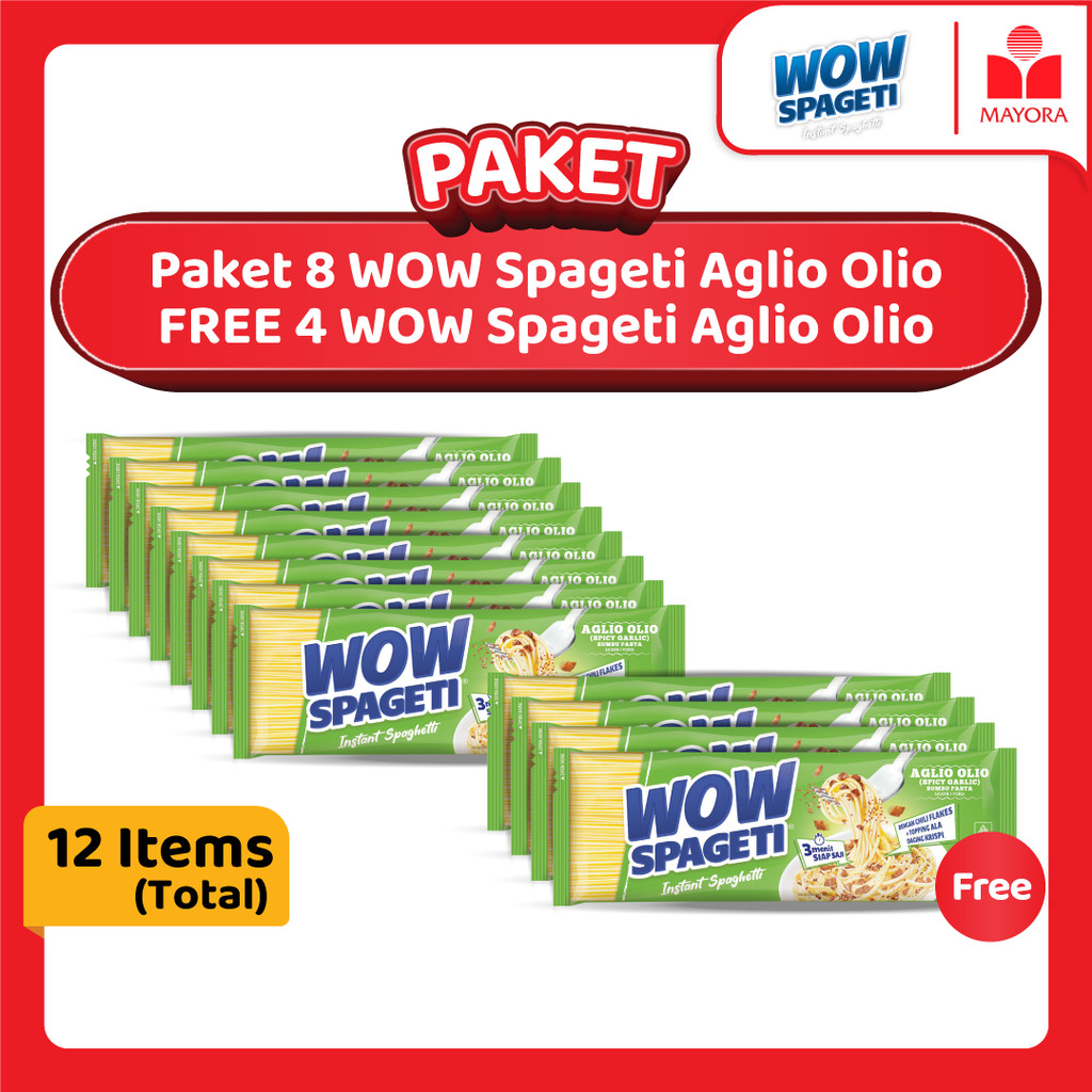 

Paket 8 WOW Spageti Aglio Olio FREE 4 WOW Spageti Aglio Olio