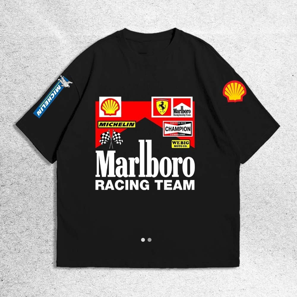 Kaos Marlboro racing team - Stelan Supir Katun Combed 24s - Baju Distro Pria Wanita