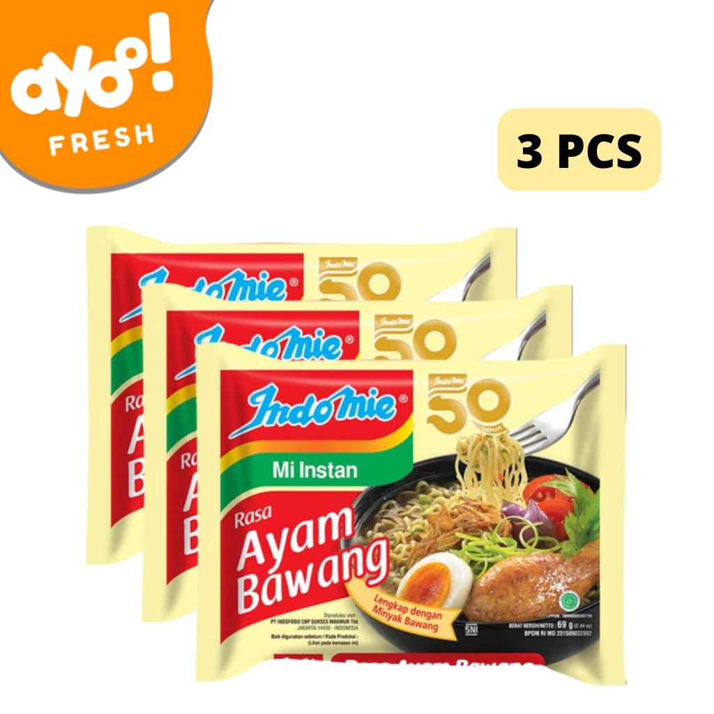 

Indomie Ayam Bawang 69 g 3 Pcs Pack