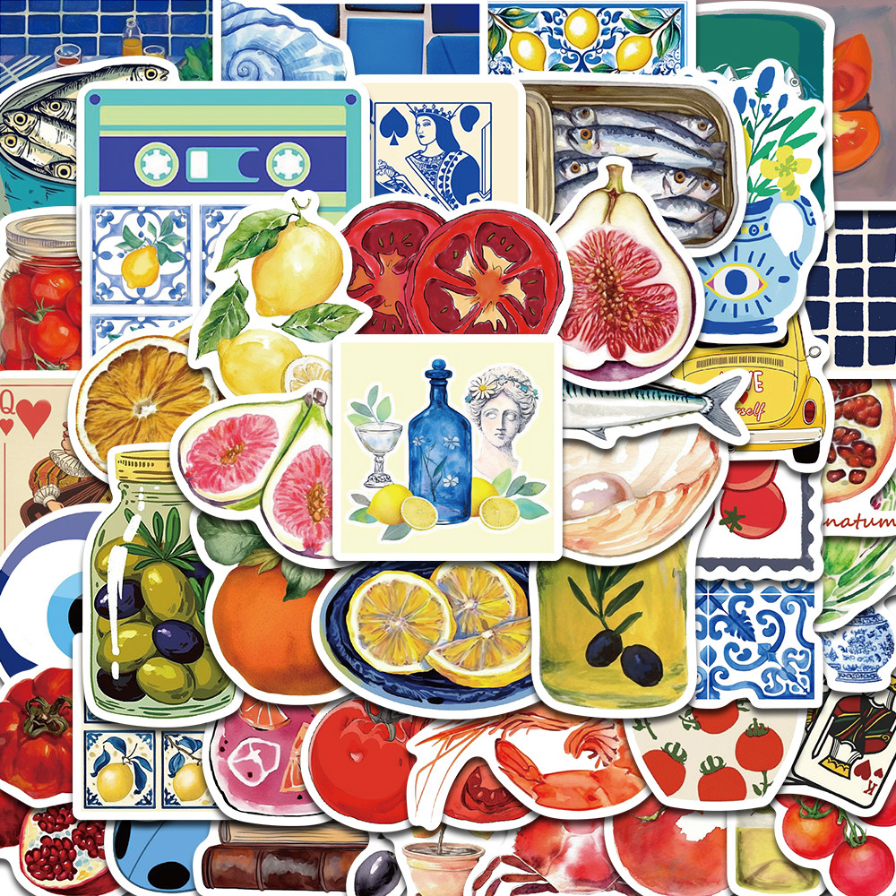

50PCS Meterranean Tomato Stickers Kawaii Laptop Aesthetic Graffiti Room Skateboard Waterproof Scrapbooking Phone Sticker