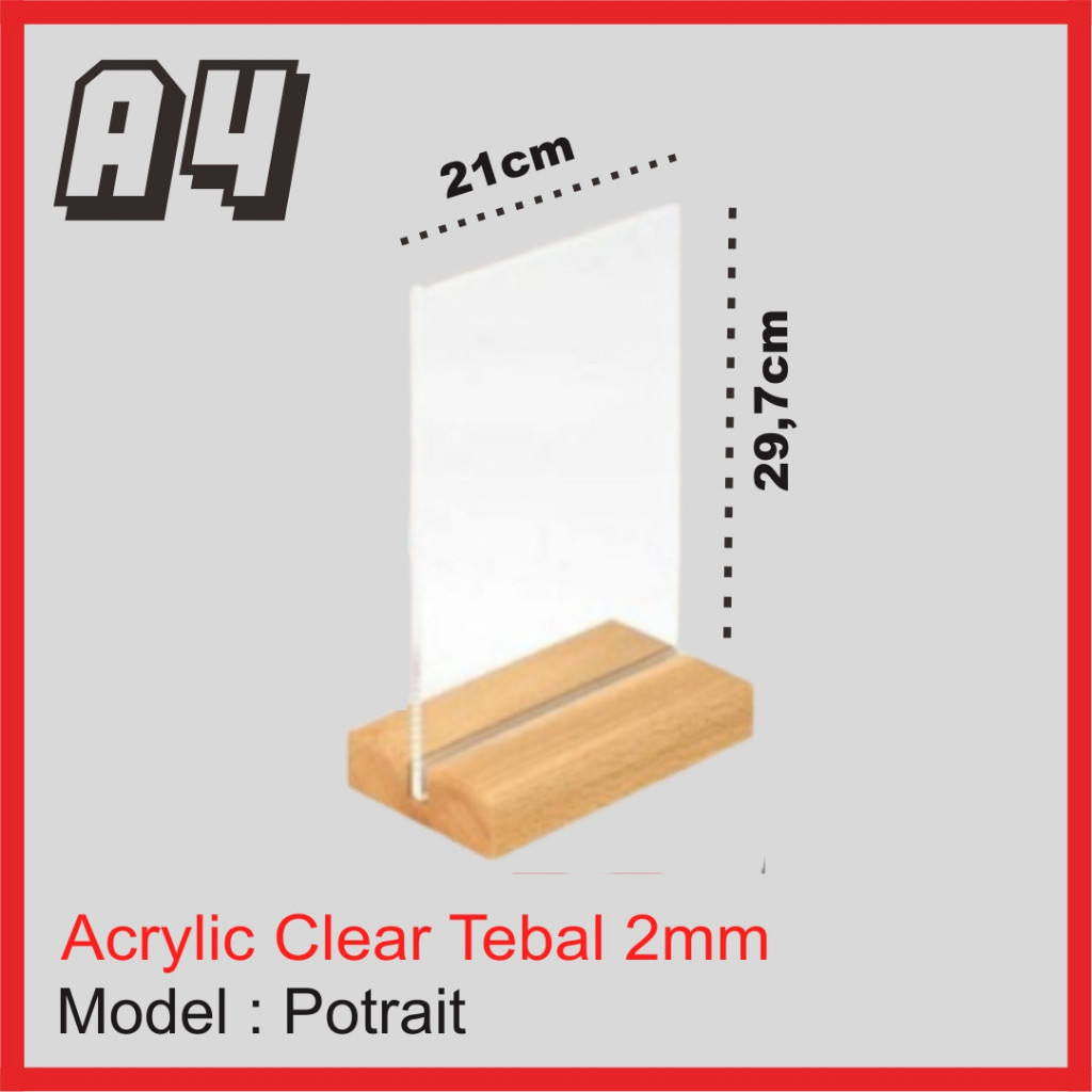 

Tent Card Holder Kayu A4/ Akrilik Meja / Tend Card Akrilik Dudukan Kayu