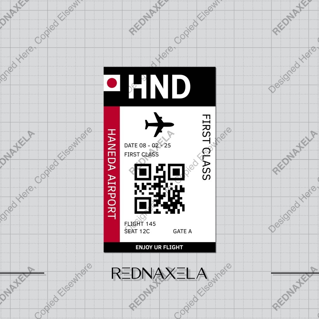 

Stiker Vinyl Airplane Ticket HND Travel Suitcase Sticker