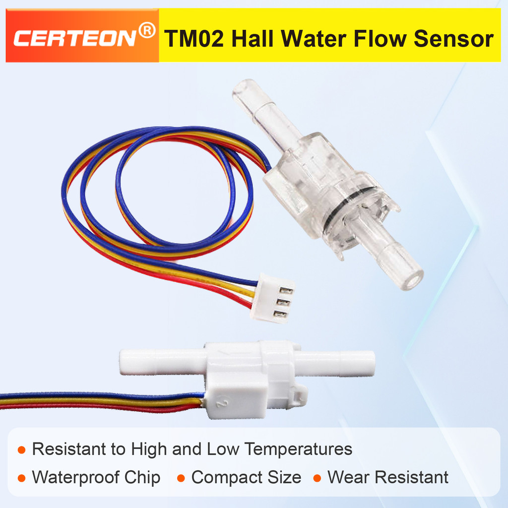 TM02 Hall Effect Water Flow Sensor Pulse Output for Coffee Machine Water Dispenser DC3.5‑24V Inline 