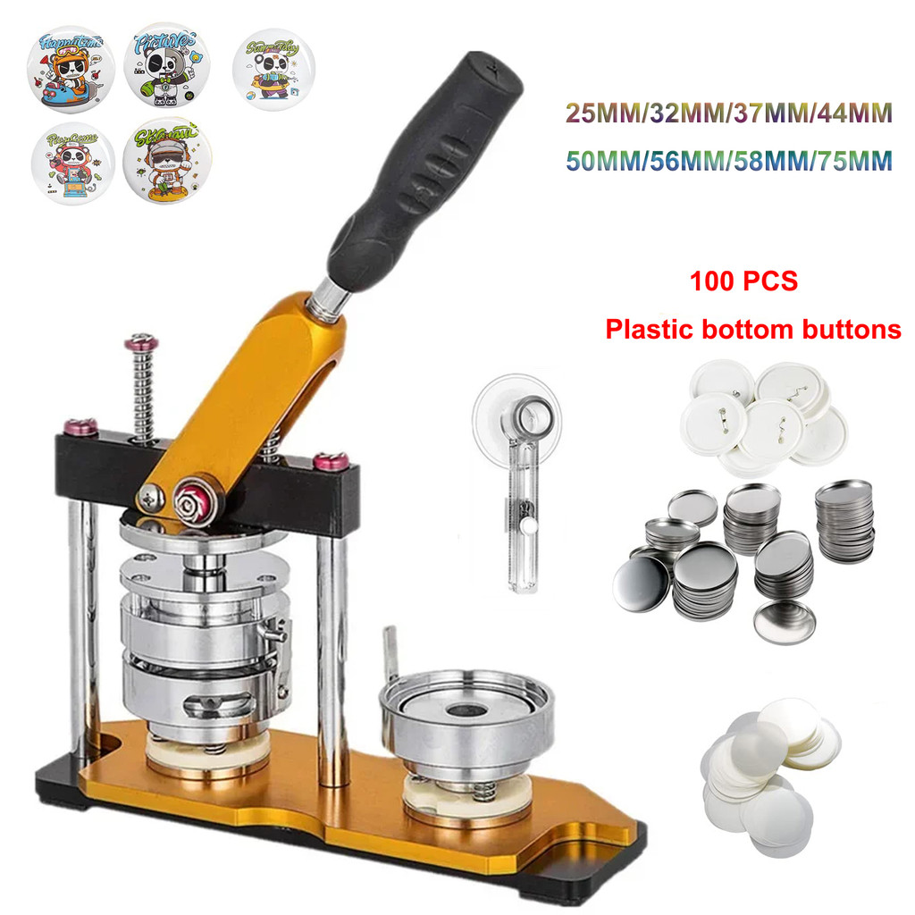 

Badge Button Maker Machine - 100Pcs Button Parts, DIY Pin Badges Set Button Press Maker Tools with Parts+Circle Cutter+Mold